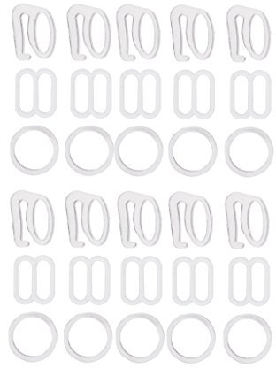 Pleayietoopiatiey 10 Sets Nylon-BH-Träger-Versteller, Schieber/Haken/O-Ring, Dessous, Basteln, Weiß, weiß, One size