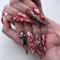 24pcs Halloween False Nails Long Stiletto Press on Nails Red Bloody 3D Angel Stick on Nail Removable Glue on Acrylic Full Cover Fake Nail Tips Halloween Horror Party Accessories for Women Girls