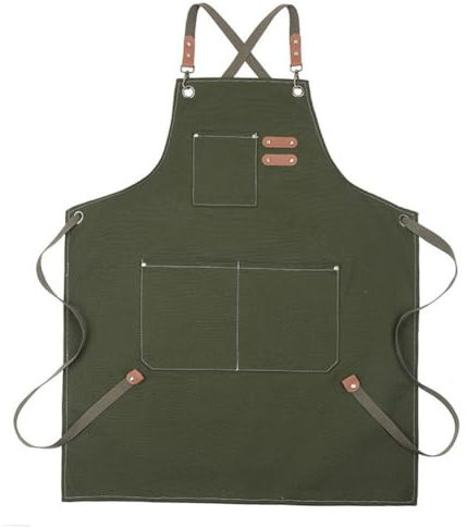 Rtyweth Chef Aprons For Men Women with Large Pockets, Cotton Canvas Heavy Duty Woodworking W Adjustable Shop Cross Aprons, Work Back