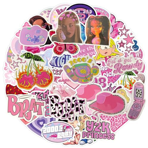 60PCS Cute Stickers,Girly Stickers Stickers Aesthetic Pink Stickers Waterproof Stickers Scrapbook Kawaii Stickers for Laptop,Computer, Luggage, Skateboard, Water Bottles