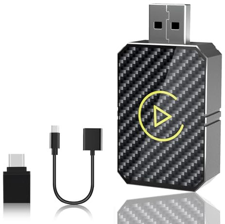 YOURKAY Carplay Wireless, Adattatore Android Auto Wireless da USB A a C, Car Play Wireless iPhone, 2 in 1 Adapter Carplay Wireless, Plug and Play, per iPhone iOS 10+ e Android 11+