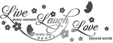 Sicheii Live Laugh Love Spiegelaufkleber, Inspirierende Wandschablonen, Zum Abziehen und Aufkleben, Dekorative Wandaufkleber, Wohnzimmer, Motivierende Sprüche, Wörter für Schlafzimmer, Schwarz