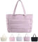 EEJBYTDI Puffer Travel Tote, Quilted Puffer Tote Bag for Women Large SizeLightweight Puffy Tote Bag with Compartments (Purple)