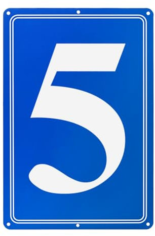 M METERXITY Aluminum Number Sign 5, 11.8 Inch House Numbers and Metal Letters, Parking Spot Letter Signs, Metal Letter Wall Decor for Garden/Door/Mailbox [White Text On Blue]