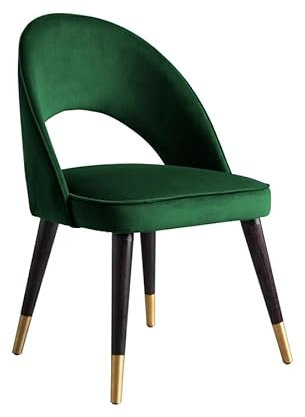 MY Furniture Rossini Dining Chair Bottle Green - Italian luxurious design - solid wood ash legs in matt dark brown - deep velvet upholstery fabric -gold finish foot caps - adjustable feet -
