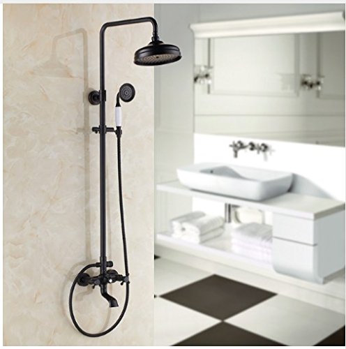 QTYQWC Olio da Bagno strofinato Bronzo di Bronzo Set di rubinetti per la Doccia Miscelatore con soffitto
