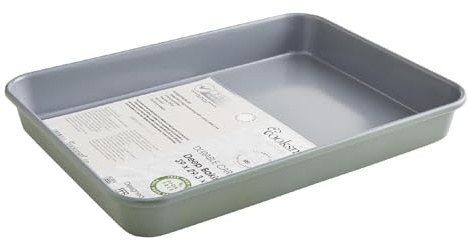 Cooksmart Signature 39cm Deep Baking Tray, Carbon Steel, Green | PFOA-free non-stick coating, oven safe, dishwasher safe, durable construction, ideal for baking and roasting