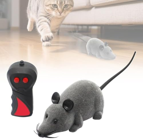 Cat Mouse Toy Remote Control Realistic Electronic Moving Rat for Cats, Interactive Robotic Squeaky Mice, Prank Fake Rubber Animal Enrichment, Dog Chase RC Car Ultra Pet Toys Play Fun