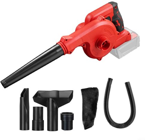 Tidgel Red 18V Cordless Leaf Blower and Vacuum,20000RPM 120MPH Air Sweeper for Garden Yard Patio Cleaning,7-Piece Metal Kit