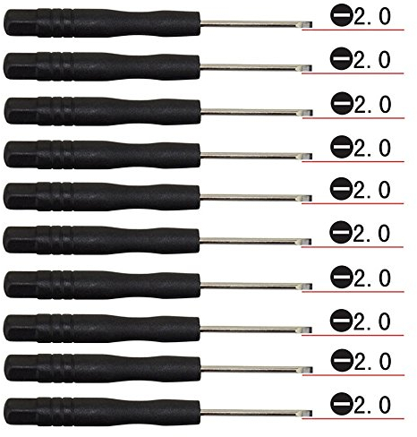 Fixinus Set di 10 mini cacciaviti a testa piatta da 2,0 mm, per cellulare, iPhone, Samsung, tablet, PC, giochi e piccoli dispositivi elettronici