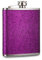 7oz Stainless Steel Hip Flask with Purple Glitter Wrap