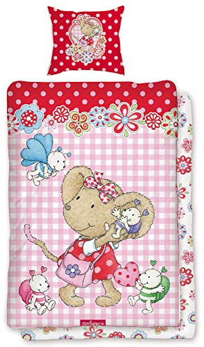 Lillebi Flowers Kinder-Bettwäsche 135 x 200 + 80 x 80 cm Wollibo Kikibell Lillebiland 100% Baumwolle Linon deutsche Größe Steinbeck Bettwäsche-Set Bettzeug Bettbezug Renforcé deutsche Größe