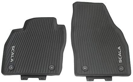 Skoda 657061502 Allwetterfußmatten Vorn Gummi Fußmatten 2X Gummimatten, mit Scala Schriftzug in Weiß