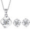 Kamise Schmuckset Damen Silber 925, Halskette Damen & Ohrstecker, Klee Anhänger Silberkette mit 45cm Silber Kette & Ohrringestecker mit Weiß Zirkonia, Schmuck Set mit Geschenkbox für Mutter Frauen