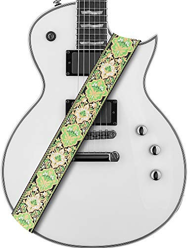 Amumu Gitarrengurt Vintage Jacquard für Akustik-, E- und Bassgitarren, Grün
