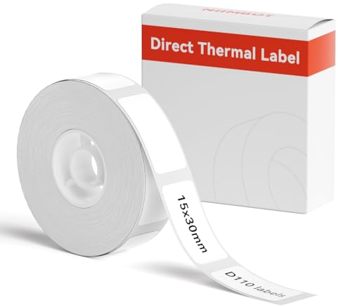 NIIMBOT Thermo-Etiketten, 15 x 30 mm, selbstklebend, für D11/D110/D101/H1S, 1 Rolle mit 210 Stück