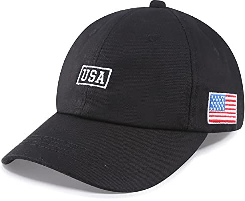 Leotruny Baseballkappe mit gestickter USA-Flagge für Erwachsene, Unisex, C07-USA Black, Einheitsgröße