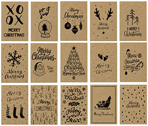 KARTENVERSAND24 Weihnachtskarten Kraftpapier Weihnachtspostkarten Weihnachten Postkarten Set Christmas Cards lustig nostalgisch witzig Nostalgie Vintage (Kraftpapier, 30)