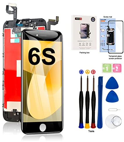 EFAITHFIX Ersatz-LCD-Bildschirm für iPhone 6S, 11.9 cm (4.7 Zoll) Rahmenmontage-Display, 3D-Touchscreen-Digitizer mit Reparaturwerkzeug-Set, gehärtetes Glas, A1688, A1700 (Schwarz)