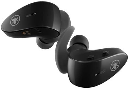 Yamaha TW-ES5A, auricolari sportivi wireless con Bluetooth 5.2, impermeabilità IPX7, vestibilità sicura, suono premium, Qualcomm CVC Clear Voice Capture, cura dell'ascolto e suono ambientale (nero)