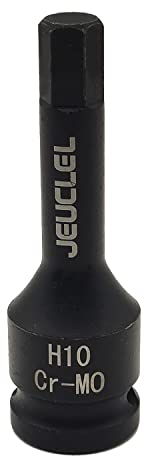 JEUCLEL 10mm Hex Impact Bit Socket, H10 1/2-Inch Impact Drive Allen Socket, Cr-Mo Steel Lengthen Hex Screwdriver Socket Adapter