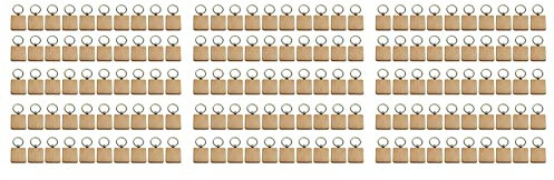 Jojomino 150Pièces Séries Bricolage Porte-Clés en Bois Vierge Carré Porte-Clés Sculpté Porte-Clés en Bois 40 x 40 mm