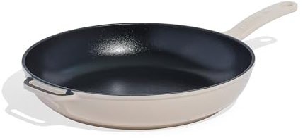 Made In Cookware – Emaillierte Gusseisenpfanne – Antikweiß – Außergewöhnliche Wärmespeicherung und Haltbarkeit – Professionelles Kochgeschirr – Induktionskompatibel