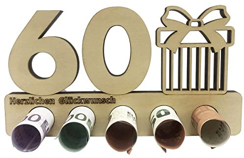 Geldgeschenke Geburtstag 60, 60. Geburtstag Geldgeschenk Holz, Geschenke zum Geburtstag oder Jubiläum, Holz Geschenke Freunde/Familie, Kreatives Geldgeschenke zum Jubiläum