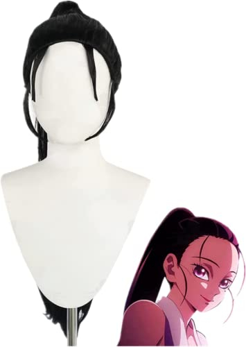 Anime Dämon Slayer Hinatsuru Cosplay Perücke schwarz lange Pferdes chwanz Haar perücken für Halloween Party Kostüm Karneval Perücke Mütze