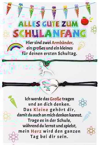HOWAF 2 Endlich Schulkind Armband Junge Schulanfang Armband, Dinosaurier Armbänder Einschulung Geschenk Karte Schulanfang Geschenke für Erster Schultag Schultüte Füllung School Classroom Decorations