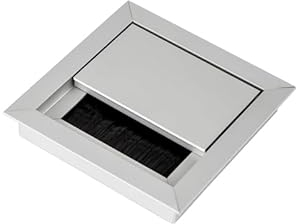 TecLines TKD005 Kabeldurchführung 100x100mm, Silber/schwarz, Kabeldose, Bürstendichtung, für mehrere Kabel