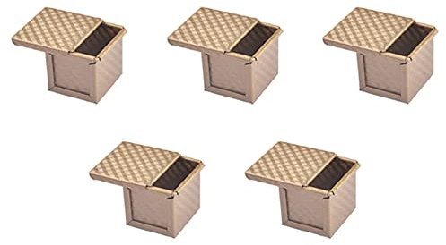 Fegtrty 5 moldes cuadrados para pan con tapa, molde para tostadas, molde para pan con tapa antiadherente, mini cubo de agua