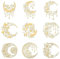 OLYCRAFT 9 Stück 4x4cm Mond Metallaufkleber Mit Schmetterlingsmuster Selbstklebende Goldene Aufkleber Mandala Blume Goldene Metallaufkleber Für DIY Kunstharz Basteln Telefon Wasserflasche Dekor