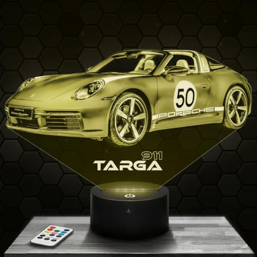 Nachttischlampe Auto 911 Targa P deko Supercar Tuning. Geschenkidee Mann objekt Auto 911 Targa P Nachtlicht Erwachsene deko Zimmer. Weihnachten TOP