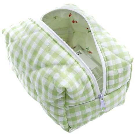 AMZLORD Trousse de Maquillage matelassée à Carreaux de Grande capacité,Trousse de Toilette de Voyage,Pochette de Rangement à Fermeture éclair,Sac de Rangement léger et Portable cosmétiques