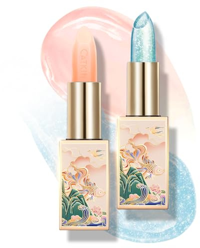 CATKIN Moonlight Lip Balm, Natural Color Change Tinted Lip Balm, Chapstick Lip Balms with Vitamin E for 8h Moisture for Dry Cracked Lips, 3.5g, 2pcs (01+08)