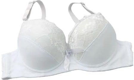GDNIA Women's Double Push Up Lace Bra Thick Heavy Padded Add 1 Cup Size Underwire Lift Up Deep Plunge Everyday Bras White