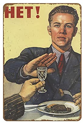Bioputty HET! No-Poster, sowjetisches Antialkoholtrinken-Poster, UdSSR, Poster, Wandkunst, Heimdekoration, Blechschild, Vinyldruck, Retro-Blechschild, 20,3 x 30,5 cm, geprägtes Metallposter