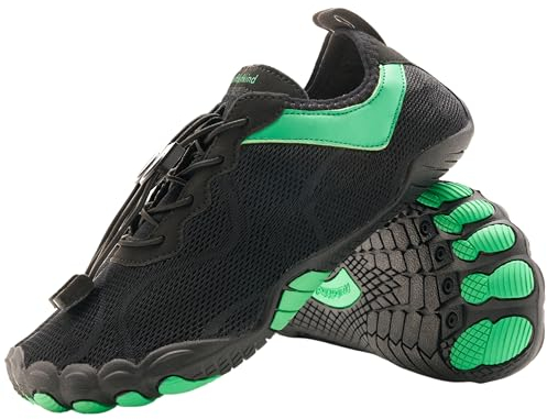 Freiluftkind Das Original – Kokoda rutschfeste Barfußschuhe (Schwarz & Grün/Größe EU 40) – Der perfekte Barfußschuh für Dein Abenteuer – Barfusslaufschuhe Barfuss Schuhe Barefoot Shoes