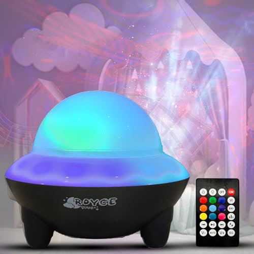 Veilleuse Enfant Projecteur ciel etoile–5 Thèmes. Tout en 1, Enceinte Bluetooth, lampe ambiance multi couleur Rechargeable, LED Gaming, lampe de chevet musicale, 50+ bruit blanc et Berceuses(Noir)