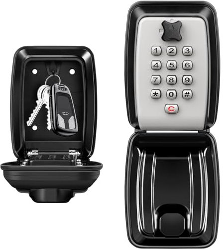 LUROON Key Safe Outdoor Waterproof Wall Mounted Super Security Extra Large Key Box Police Approved Lockbox 12-Digit Combination Storage Box with Cover for Home Garage Office School