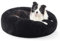 BEDSURE Katzenbett waschbar Flauschiges Hundebett - Ø 91 cm Katzenschlafplatz für Katzen und Hunde, plüsch Katzenkissen rund Kuschelbett, schwarz