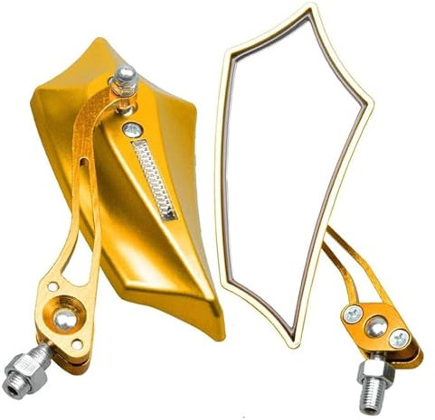 NIKISO Universal 1 Paar Motorrad-Rückspiegel Lenkerendenspiegel Seitenspiegel Motorrad-Rückspiegel Lenkerendenspiegel Motorrad Rückspiegel(Gold)