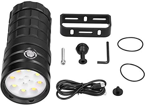 Linterna de Buceo, Potentes Funciones, Linterna Subacuática Fácil de Usar para Acampar y Fotografiar (BLACK)