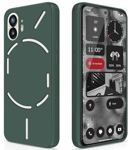 GiiYoon Coque pour Nothing Phone 2 Case en Silicone, Etui de Protection Antichoc Etui Housse Silicone Ultra-Mince avec Couche Intérieure en Fibre et Protection pour Caméra, Vert