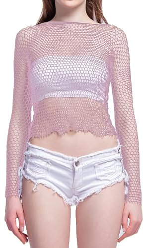 LEMON GIRL Women Lingerie Bodysuit Long Sleeve Sleepwear Babydoll Dress, Pink, One Size