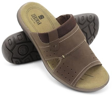 Zerimar - Sandales en cuir pour homme - Semelle antidérapante - Sandales pour homme confortables et pratiques - Sandale en cuir