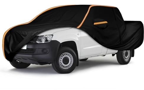 Autoabdeckung Wasserdicht Ersatz für VW Amarok 2010-2020, Auto Abdeckplane Autogarage Autoplane Ganzgarage 210D, Atmungsaktive Vollgarage Wasserdicht Reflexionsstreifen Schwarz