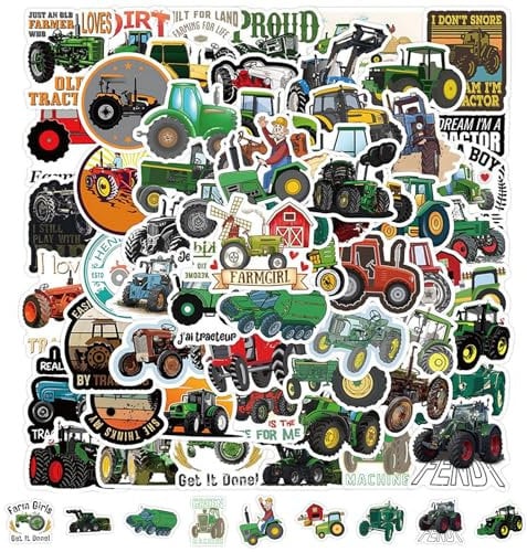 Traktor Sticker,60 Stück Traktor Aufkleber,Wasserfeste Aufkleber,Bagger Sticker,Sticker Fahrzeuge,Sticker Traktor,Auto Sticker für Koffer Auto Skateboard Laptop Scrapbook DIY (4-8cm)