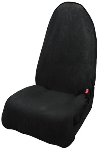Leader Accessories universeller Autoschonbezug weicher Kord Sitzauflage 3-lagige 100% wasserdicht Autositzbezug als Überwurf rutschfest Schutzbezug Fahrersitz Beifahrersitz Vordersitz Schwarz